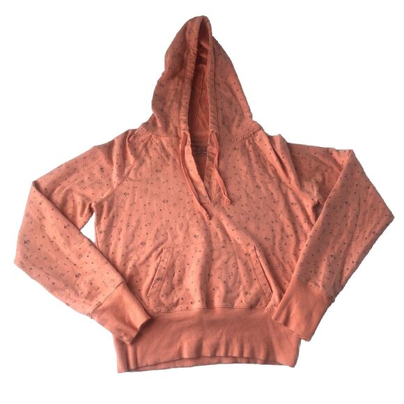 American Eagle Outfitters Peach Floral Crop Hoodie Medium - Picture 1 of 15